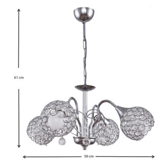 Alternative view of Φωτιστικό οροφής Dagobert Megapap E27 μεταλλικό τετράφωτο χρώμα ασημί 58x58x61εκ.