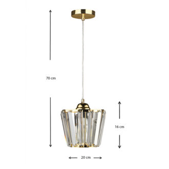 Alternative view of Φωτιστικό οροφής Neva Megapap E27 γυάλινο μονόφωτο χρώμα χρυσό 20x20x70εκ.