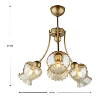 Alternative view of Φωτιστικό οροφής Kobe Megapap E27 μεταλλικό τρίφωτο χρώμα χρυσό 40x40x50εκ.