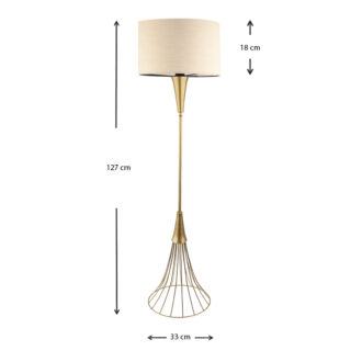 Alternative view of Φωτιστικό δαπέδου Olde Megapap E27 μεταλλικό - υφασμάτινο χρώμα χρυσό - μπεζ 33x33x127εκ.