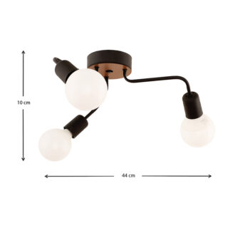 Alternative view of Φωτιστικό οροφής Salvi Megapap E27 μεταλλικό τρίφωτο χρώμα μαύρο 44x44x10εκ.