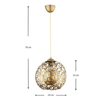 Alternative view of Φωτιστικό οροφής Dominico Megapap E27 μεταλλικό μονόφωτο χρώμα χρυσό 24x24x70εκ.