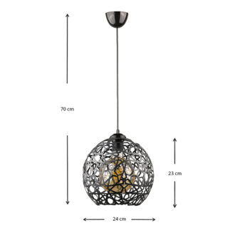 Alternative view of Φωτιστικό οροφής Dominico Megapap E27 μεταλλικό μονόφωτο χρώμα μαύρο 24x24x70εκ.