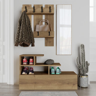 Alternative view of Έπιπλο εισόδου Vesty Megapap χρώμα ανοιχτό καρυδί 100x30x61εκ.