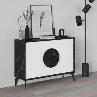 Μπουφές Gora Megapap χρώμα μαύρο εφέ μαρμάρου - λευκό 110x35,6x82εκ.