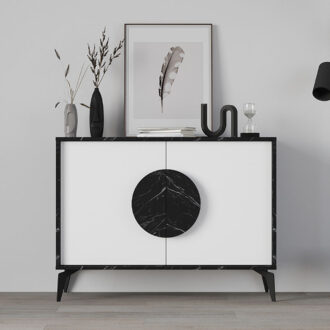 Alternative view of Μπουφές Gora Megapap χρώμα μαύρο εφέ μαρμάρου - λευκό 110x35,6x82εκ.