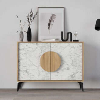 Alternative view of Μπουφές Gora Megapap χρώμα sapphire oak - λευκό εφέ μαρμάρου 110x35,6x82εκ.