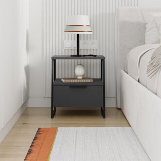 Alternative view of Κομοδίνο Pal Megapap χρώμα ανθρακί 45x40x50εκ.