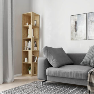 Alternative view of Βιβλιοθήκη γωνιακή Piano Megapap χρώμα sapphire oak 31,4x31,4x158,9εκ.