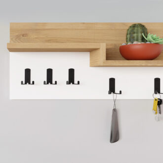 Alternative view of Κρεμάστρα τοίχου Harmon Megapap χρώμα sapphire oak - λευκό 65x15x31εκ.