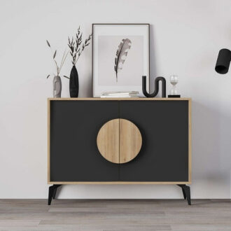 Alternative view of Μπουφές Gora Megapap χρώμα sapphire oak - silky black 110x40x82εκ.