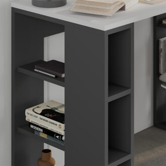 Alternative view of Γραφείο εργασίας Colmar Megapap χρώμα ανθρακί - λευκό 106x50x75εκ.