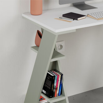 Alternative view of Γραφείο εργασίας Papillon Megapap χρώμα ash green - λευκό 106x50x75εκ