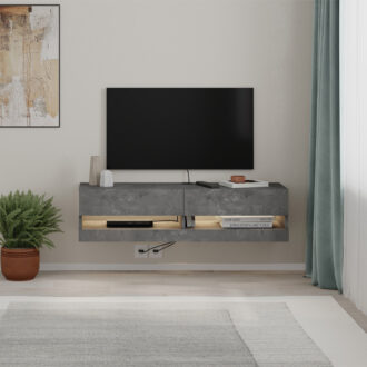 Alternative view of Έπιπλο τηλεόρασης επιτοίχιο Moon Megapap με LED χρώμα γκρι ρετρό 120x33,8x30εκ.