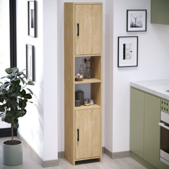 Alternative view of Ντουλάπι κουζίνας - μπάνιου Hobbes Megapap χρώμα sapphire oak 35x30x182,3εκ.