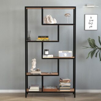 Alternative view of Βιβλιοθήκη Larissa Megapap χρώμα μαύρο - pine oak 90x30x159εκ.