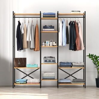 Alternative view of Ντουλάπα ρούχων ανοιχτή - Έπιπλο εισόδου Openix Megapap χρώμα pine oak 171,7x34,2x180,7εκ.