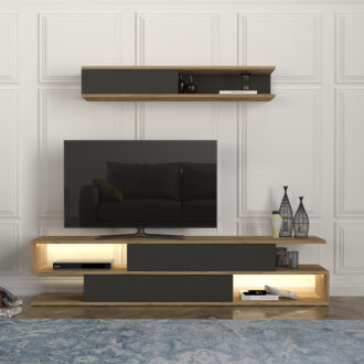 Alternative view of Σύνθεση τηλεόρασης Manet Megapap με LED χρώμα sepet oak - ανθρακί 180x29,5x39εκ.