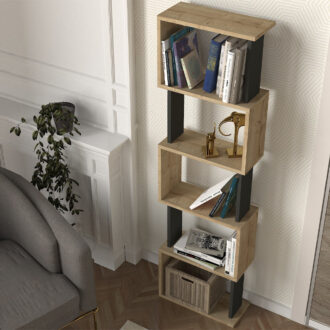 Alternative view of Βιβλιοθήκη Alvina Megapap χρώμα sapphire oak - ανθρακί 45x19,6x158,8εκ.