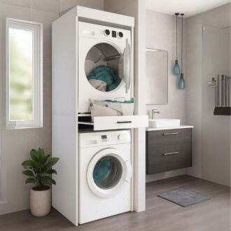 Alternative view of Έπιπλο πλυντηρίου - στεγνωτηρίου Fika Megapap χρώμα λευκό 67x61,8x198,5εκ.