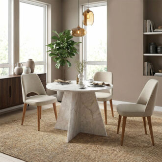 Alternative view of Τραπέζι Tailor Megapap χρώμα λευκό εφέ μαρμάρου Ø100x75,7εκ.