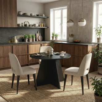 Alternative view of Τραπέζι Tailor Megapap χρώμα sencron black Ø100x75,7εκ.