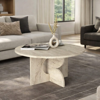 Alternative view of Τραπεζάκι σαλονιού Mara Megapap χρώμα travertine Ø75x36,8εκ.