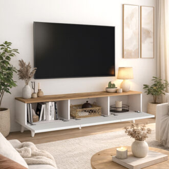 Alternative view of Έπιπλο τηλεόρασης Bono Megapap χρώμα λευκό - sepet oak 150x32,3x42,1εκ.