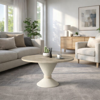 Alternative view of Τραπεζάκι σαλονιού Lepper Megapap χρώμα travertine - sandstone Ø75x39,8εκ.
