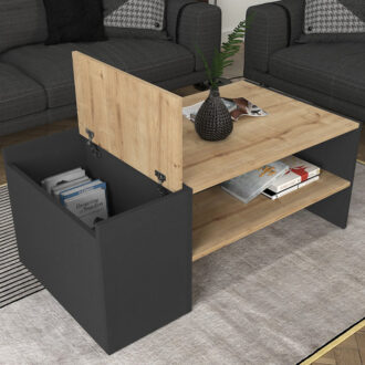 Alternative view of Τραπεζάκι σαλονιού Izia Megapap χρώμα sapphire oak - ανθρακί 110x60x45εκ.