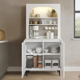 Alternative view of Έπιπλο κουζίνας με LED Melinta 2 Megapap χρώμα λευκό 90x40x181,8εκ.