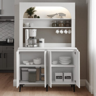 Alternative view of Έπιπλο κουζίνας με LED Melinta 4 Megapap χρώμα λευκό 120x40x181,8εκ.