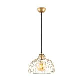 Φωτιστικό οροφής Treiso Megapap E27 μεταλλικό μονόφωτο χρώμα χρυσό Ø28x126εκ.