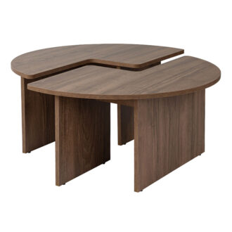 Alternative view of Τραπεζάκι σαλονιού σετ 2 τμχ Moira Megapap χρώμα καρυδί Ø90x41εκ.