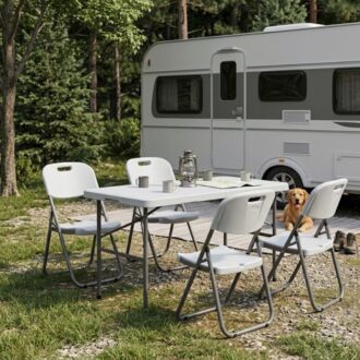 Alternative view of Τραπέζι catering - συνεδρίου Capri Megapap πτυσσόμενο - βαλίτσα χρώμα λευκό του πάγου 120x60x74εκ.