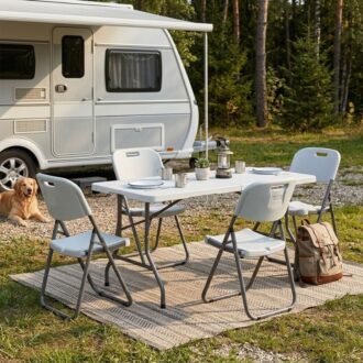 Alternative view of Τραπέζι catering - συνεδρίου Capri Megapap πτυσσόμενο - βαλίτσα χρώμα λευκό του πάγου 152x70x74εκ.