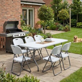 Alternative view of Τραπέζι catering - συνεδρίου Capri Megapap πτυσσόμενο - βαλίτσα χρώμα λευκό του πάγου 183x76x74εκ.