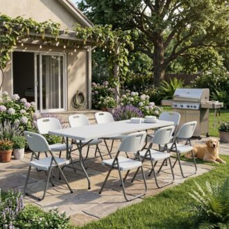 Alternative view of Τραπέζι catering - συνεδρίου Capri Megapap πτυσσόμενο - βαλίτσα χρώμα λευκό του πάγου 240x76x74εκ.