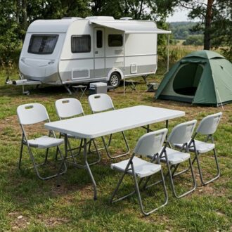 Alternative view of Τραπέζι catering - συνεδρίου Capri Megapap πτυσσόμενο - μονοκόμματη επιφάνεια χρώμα λευκό του πάγου 152x76x74εκ.