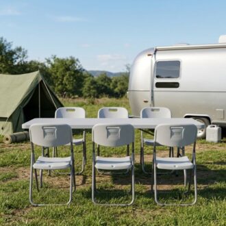 Alternative view of Τραπέζι catering - συνεδρίου Capri Megapap πτυσσόμενο - μονοκόμματη επιφάνεια χρώμα λευκό του πάγου 183x76x74εκ.