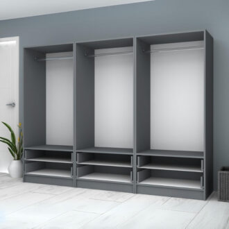 Alternative view of Ντουλάπα ρούχων Ricardo Megapap εξάφυλλη με συρτάρια χρώμα ανθρακί 240x51,8x181εκ.