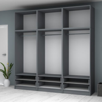 Alternative view of Ντουλάπα ρούχων Ricardo Megapap εξάφυλλη με πατάρι και συρτάρια χρώμα ανθρακί 240x51,8x240εκ.