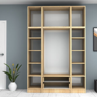 Alternative view of Ντουλάπα ρούχων Ricardo Megapap τετράφυλλη με πατάρι και συρτάρια χρώμα φυσικό οξιάς 160x51,8x240εκ.