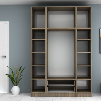 Alternative view of Ντουλάπα ρούχων Ricardo Megapap τετράφυλλη με πατάρι και συρτάρια χρώμα καρυδί 160x51,8x240εκ.