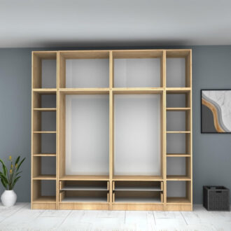 Alternative view of Ντουλάπα ρούχων Ricardo Megapap εξάφυλλη με πατάρι και συρτάρια χρώμα φυσικό οξιάς 240x51,8x240εκ.