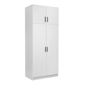 Ντουλάπα ρούχων Victoria Megapap δίφυλλη με πατάρι χρώμα λευκό 100x60x240εκ.