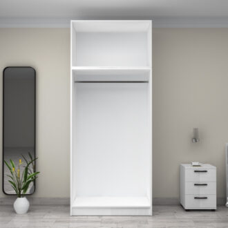 Alternative view of Ντουλάπα ρούχων Victoria Megapap δίφυλλη με πατάρι χρώμα λευκό 100x60x240εκ.