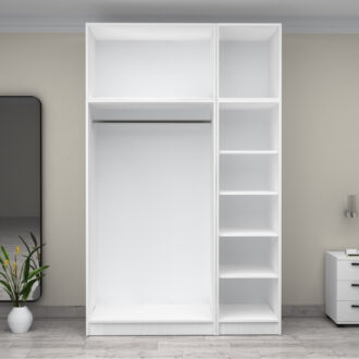 Alternative view of Ντουλάπα ρούχων Victoria Megapap τρίφυλλη με πατάρι χρώμα λευκό 150x60x240εκ.