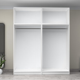 Alternative view of Ντουλάπα ρούχων Victoria Megapap τετράφυλλη με πατάρι χρώμα λευκό 200x60x240εκ.