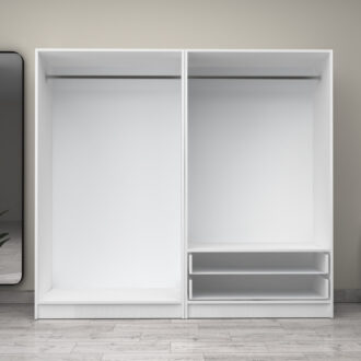 Alternative view of Ντουλάπα ρούχων Victoria Megapap τετράφυλλη με συρτάρια χρώμα λευκό 200x60x181εκ.